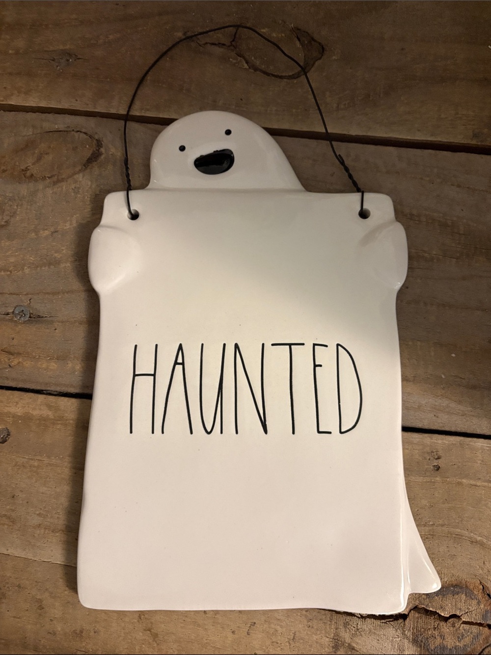 Rae Dunn Haunted Ghost Wall Decor Plaque - White